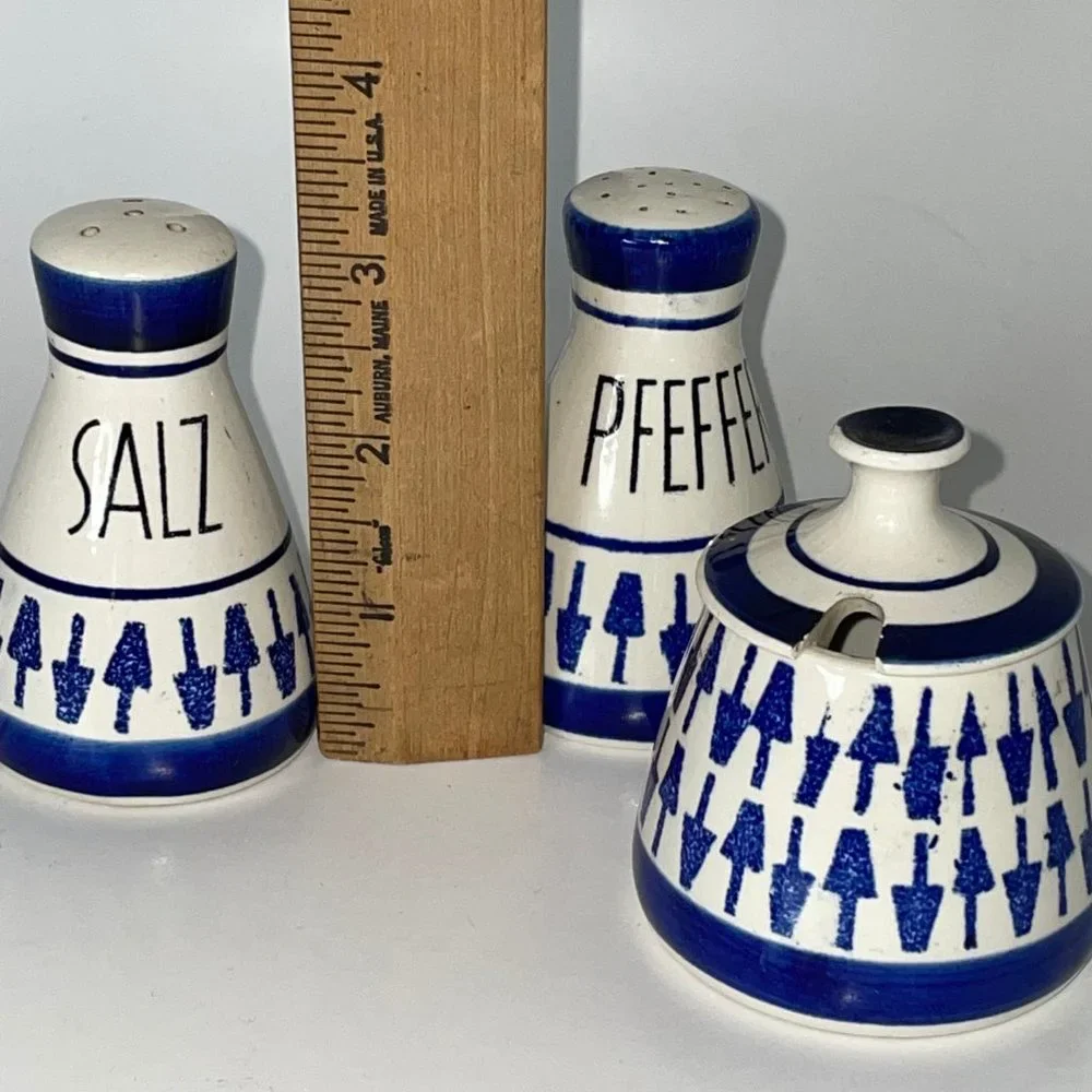 Set of 3 Wächtersbach West Germany Vintage Salt and Pepper Shakers and Spreader